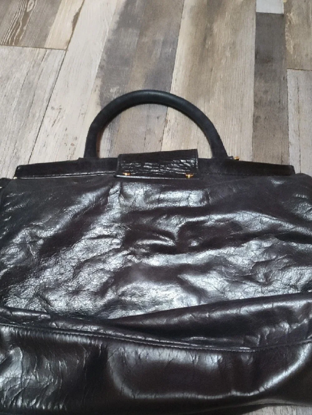 Tory Burch Holland Black And Gold Detailing Satchel - Picture 4 of 9
